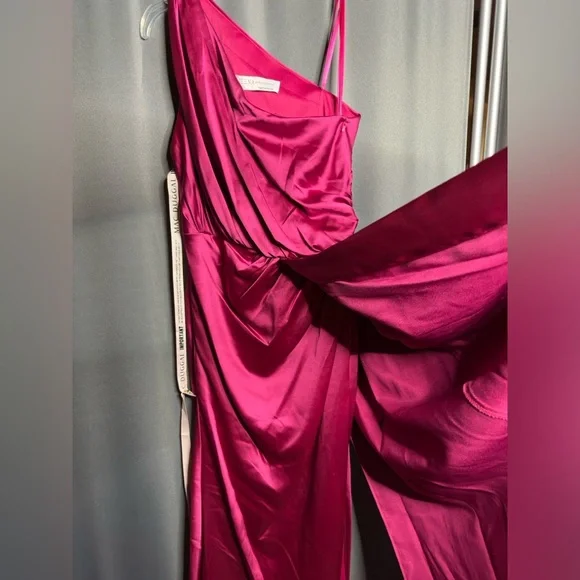Mac Duggal Fuchsia One-Shoulder Maxi Dress - Picture 7 of 8